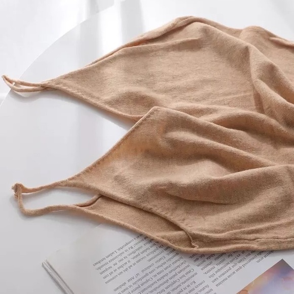 🌻HP⭐️ Cashmere dress tank womens basic soft knit dress cami midi CREAM KHAKI - Picture 6 of 12